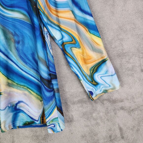 Women's Sakurafina Blouse Top Multicolor Abstract Print 3/4 Sleeve V Neck XL - Picture 3 of 11